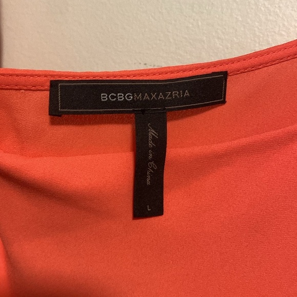BCBGMaxAzria Lana One Shoulder Vibrant Ambrosia Coral Drapped Top large - Picture 2 of 4
